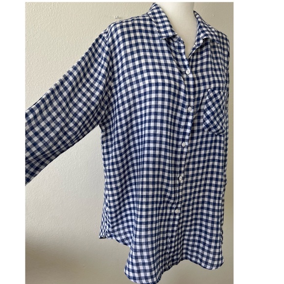 Rails Large Women’s Plaid Shirt Blue White Button Up - Picture 4 of 11